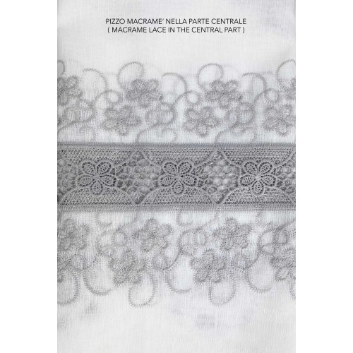 TENTE DENTELLE MACRAMÈ FIORE gris CM.140X280 emballé