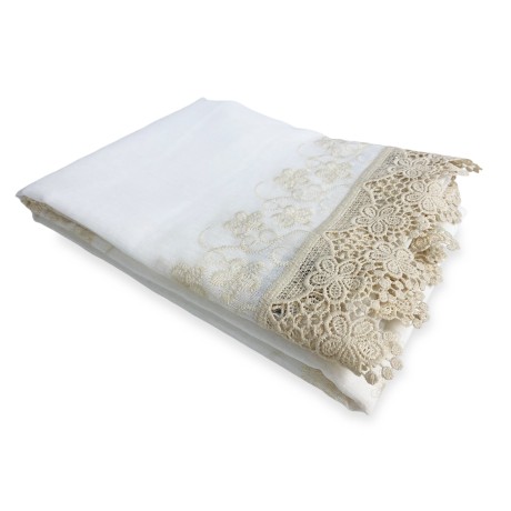 MARKZELT VORHANG MAKRAMEE BLUME SPITZE beige CM.140X280 2