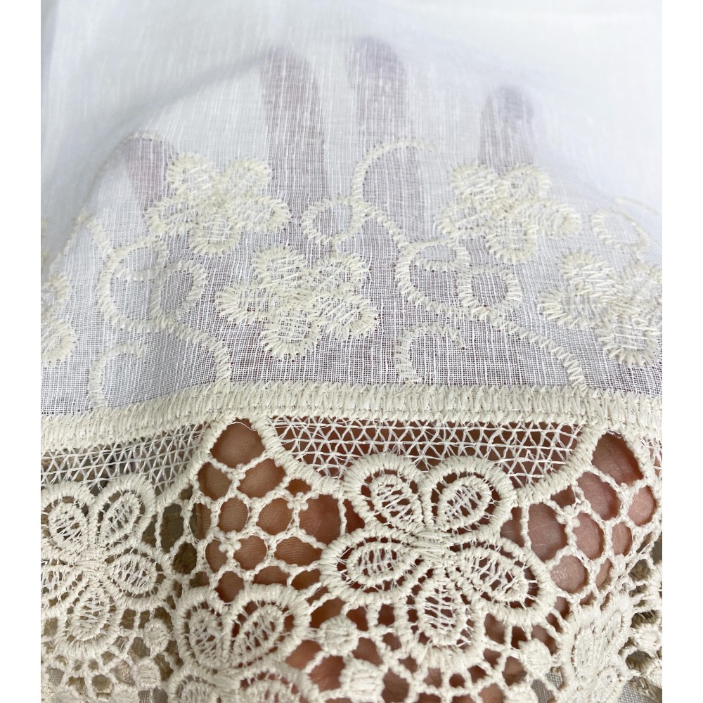 TENDA tendone PIZZO MACRAMÈ FIORE beige CM.140X280 confezionata