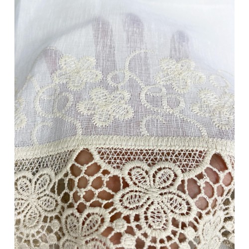 MARKZELT VORHANG MAKRAMEE BLUME SPITZE beige CM.140X280