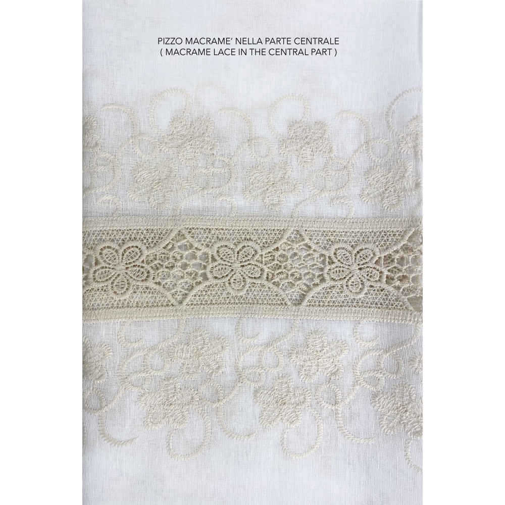 TENTE DENTELLE MACRAMÈ FLEUR beige CM.140X280 emballé