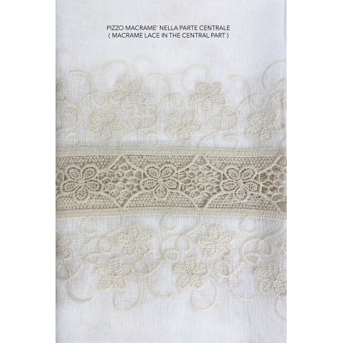 CORTINA DE CARPA ENCAJE DE FLORES DE MACRAMÉ beige CM.140X280