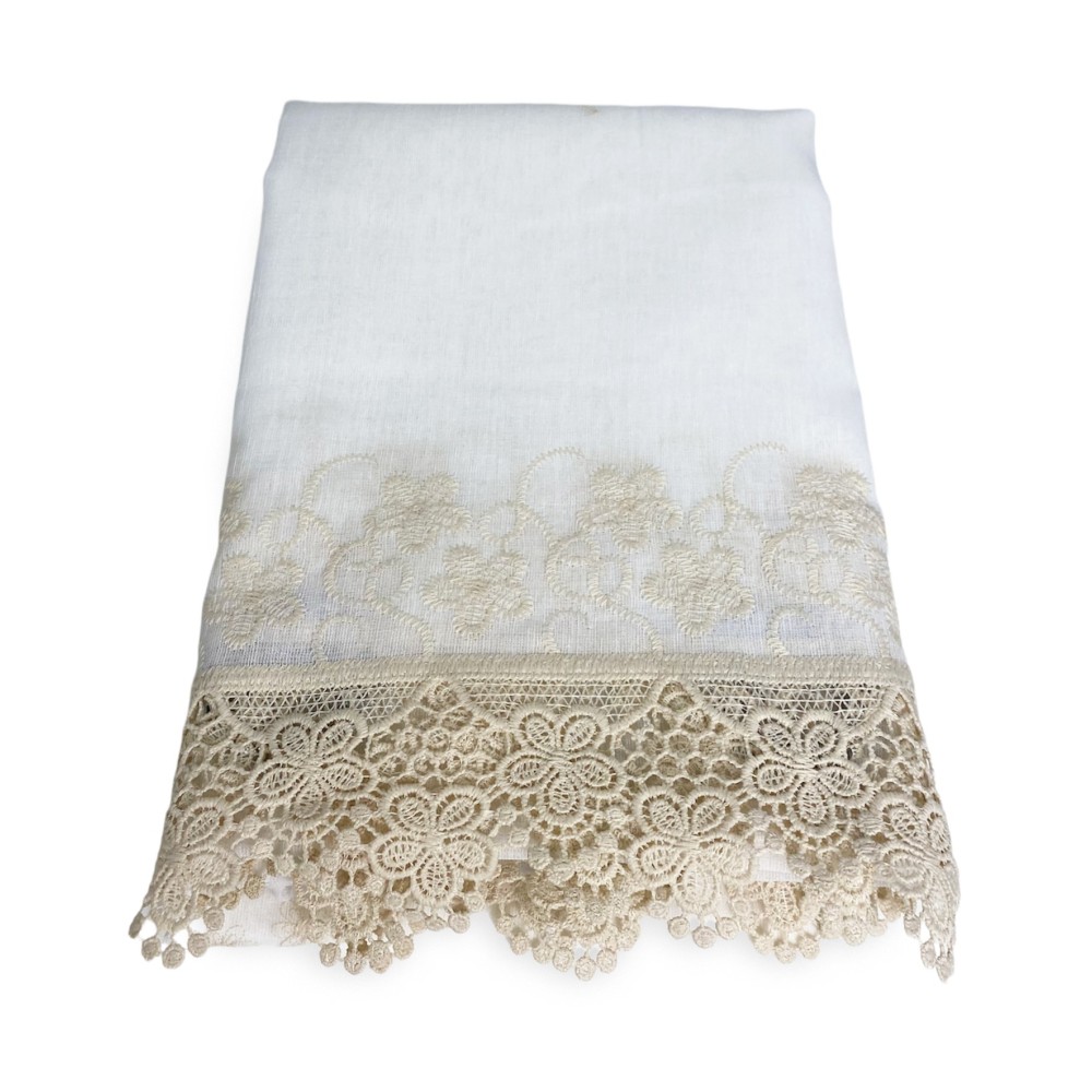 TENDA tendone PIZZO MACRAMÈ FIORE beige CM.140X280 confezionata