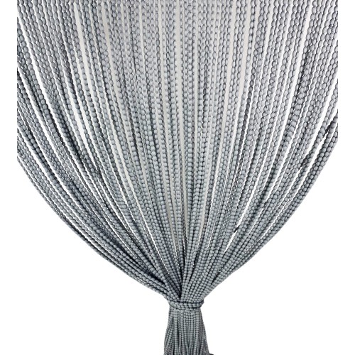 SOFT MARIEL © CURTAIN WITH BEADS in Soft Fabric Anti Noise Retardant Threads GREY