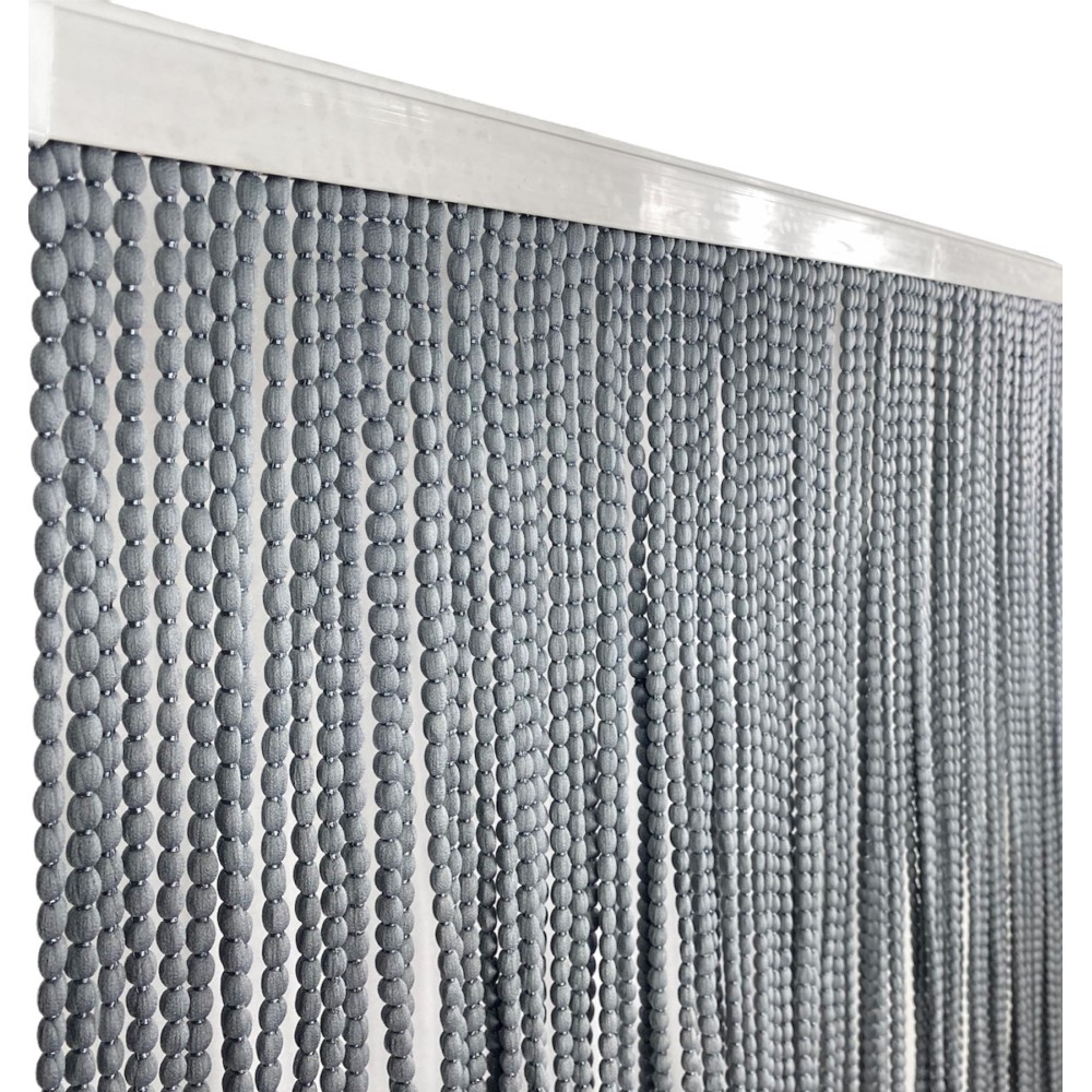 SOFT MARIEL © CURTAIN WITH BEADS in Soft Fabric Anti Noise Retardant Threads GREY
