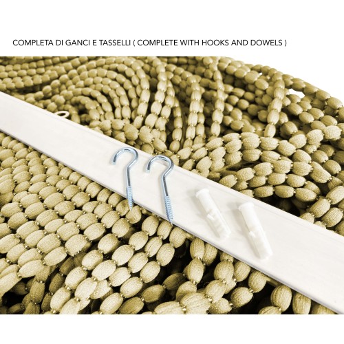 SOFT MARIEL © CURTAIN WITH BEADS in Soft Fabric Anti Noise Insects with Threads BEIGE