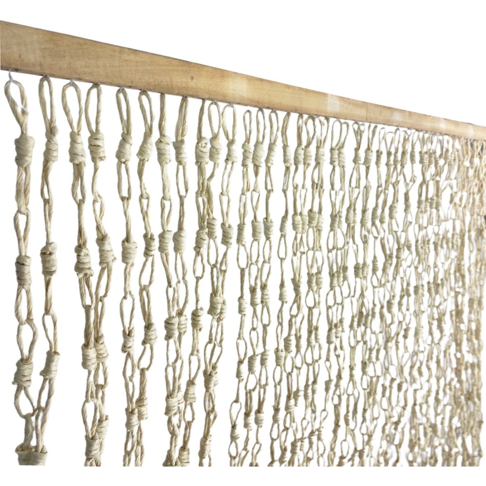TENTE EN BOIS © avec chaînes tissées en fibre naturelle Anti-insectes anti-bruit BEIGE