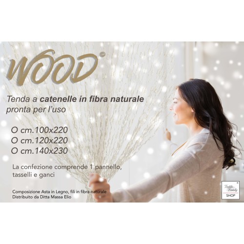WOOD © CURTAIN with intertwined chains in Natural Fiber Anti insects noise BEIGE
