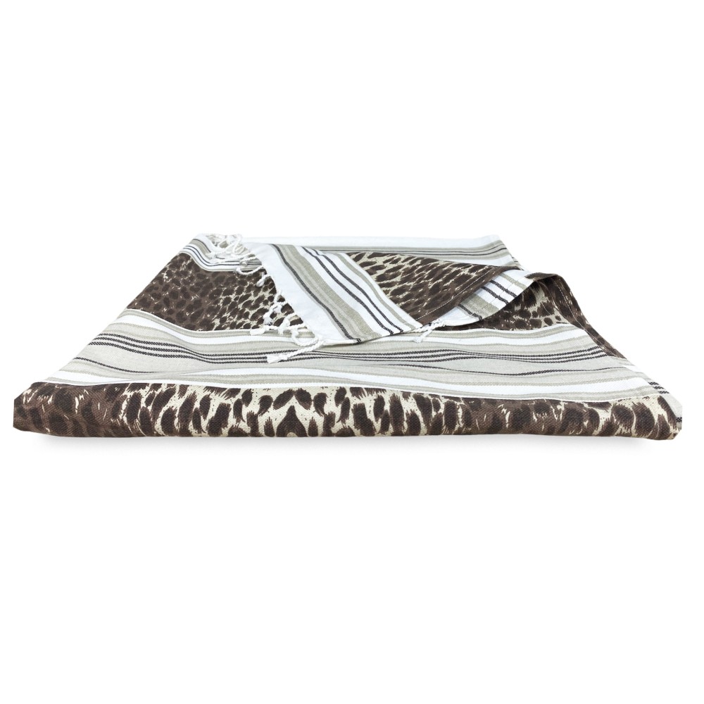 TOALLA DE PLAYA ESTAMPADA LEOPARDO talla GRANDE con mochila de playa KEEP CALM CM.100X200