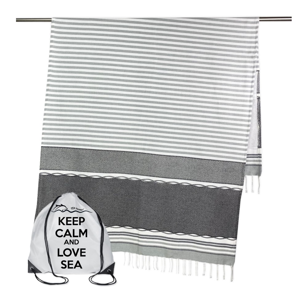 Toalla de playa de puro algodón con flecos fouta