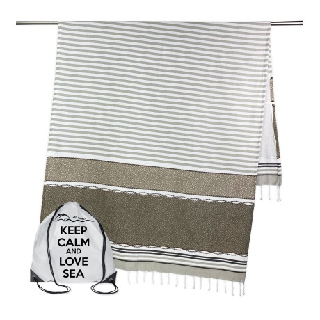 Strandtuch aus Baumwolle mit Fransen im Fouta-Stil