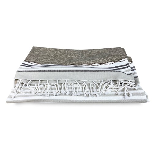 STRANDTUCH fouta BOY BEIGE GRÖSSE LARGE mit Strandrucksack KEEP CALM CM.100X200