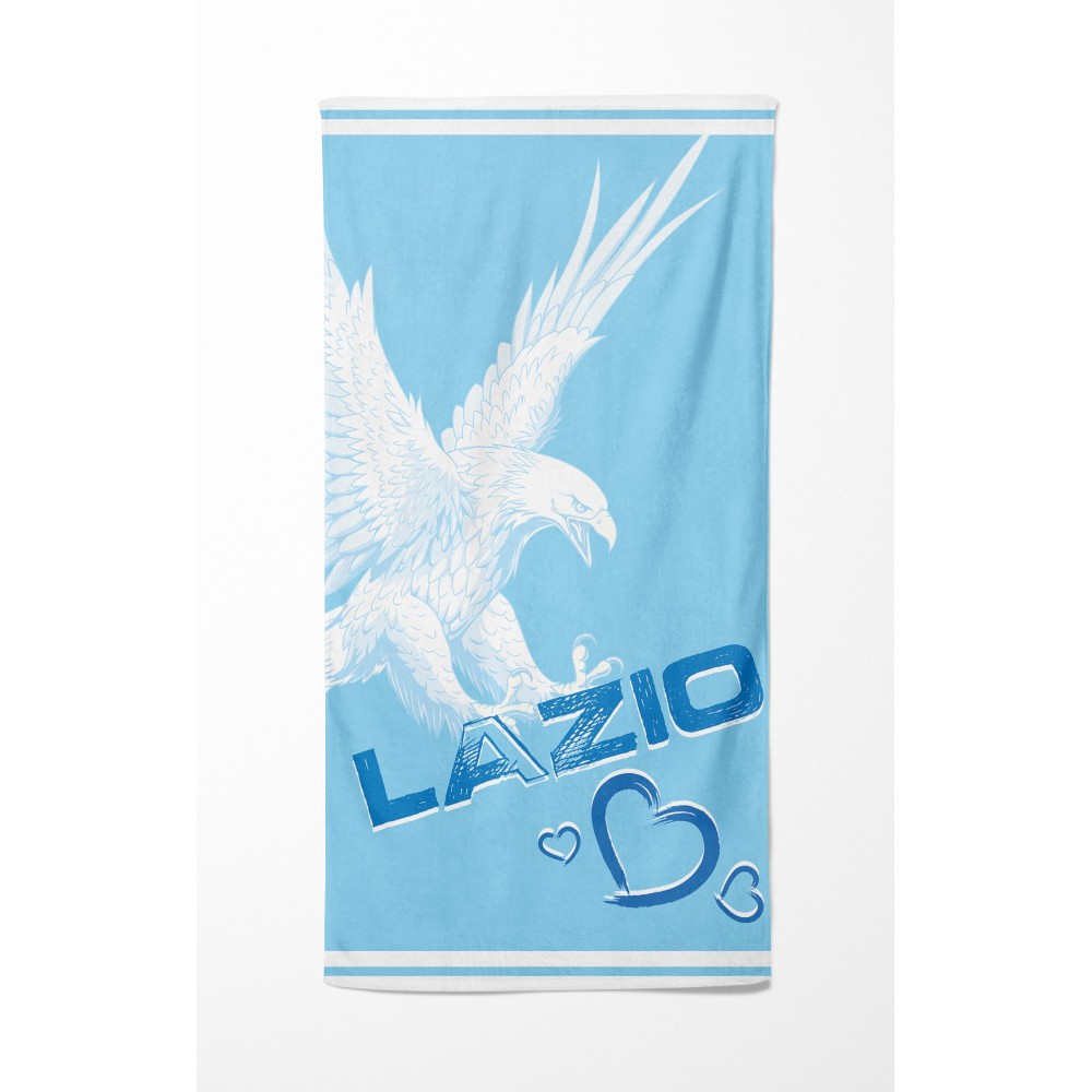 SERVIETTE DE PLAGE en éponge I Love LAZIO mesure un grand cm. 90 x 170