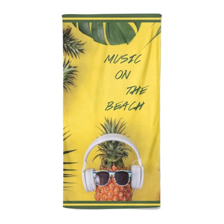 SERVIETTE DE PLAGE en éponge MUSIC on THE BEACH mesure un grand cm. 90 x 170