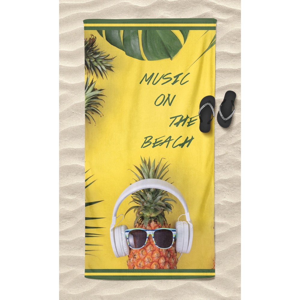 MUSIC on THE BEACH Frottee-Strandtuch groß Größe cm. 90 X 170 CM