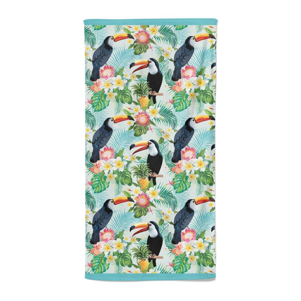 BEACH TOWEL in sponge TUCANI large size cm. 90 X 170