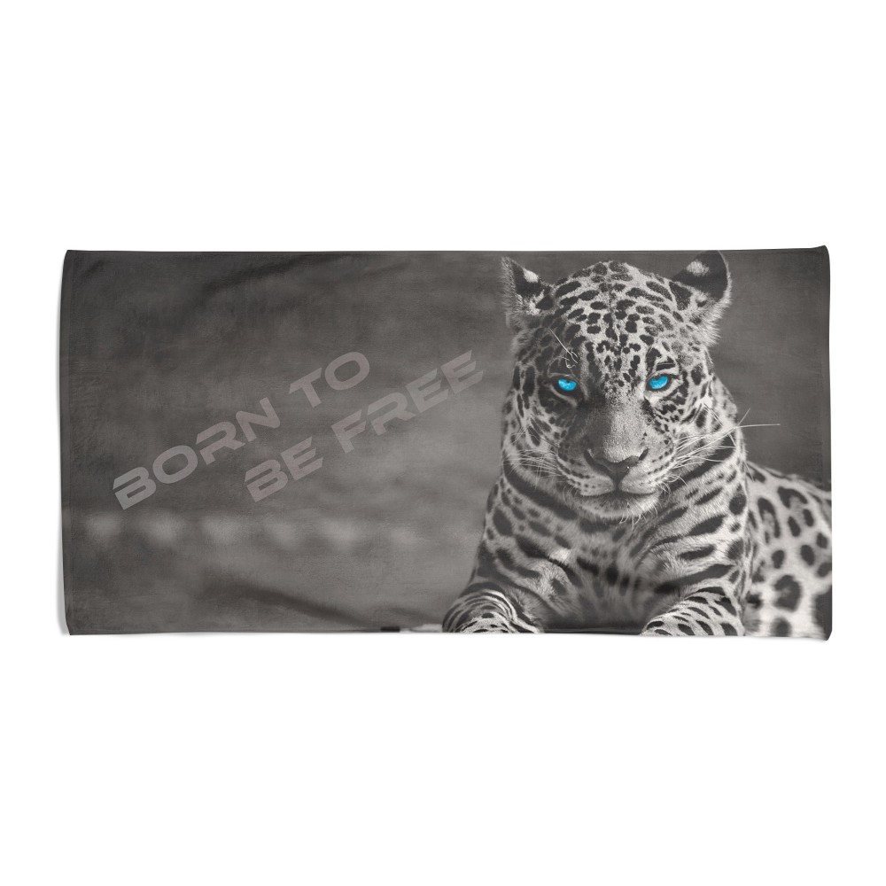 TOALLA DE PLAYA en rizo de leopardo BORN to BE FREE tamaño grande cm. 90 x 170