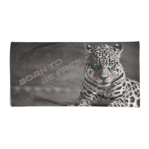SERVIETTE DE PLAGE en éponge Léopard né pour ÊTRE LIBRE mesure un grand cm. 90 x 170