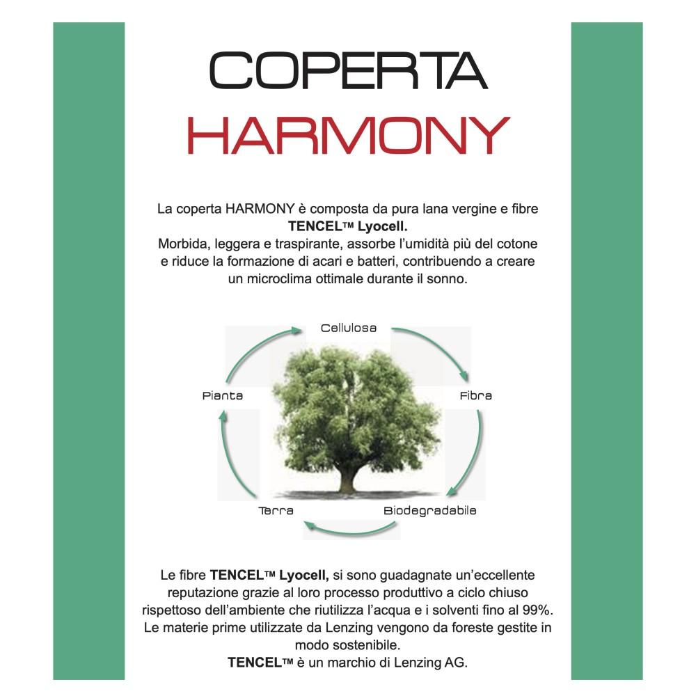 MANTA HARMONY Gramaje medio en PURA LANA VIRGEN Y TENCEL extraído de Eucalipto y Haya