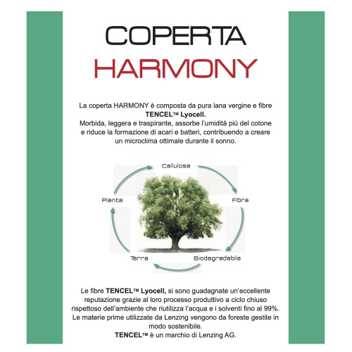 MANTA HARMONY Gramaje medio en PURA LANA VIRGEN Y TENCEL extraído de Eucalipto y Haya