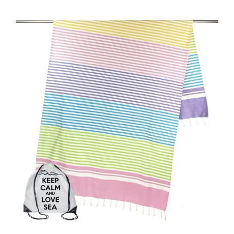 Fouta beach towel with colored stripes