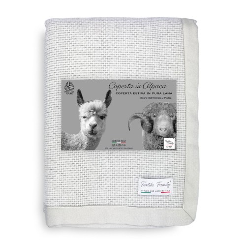 Lightweight summer blanket made of alpaca wool and merino wool made in Italy