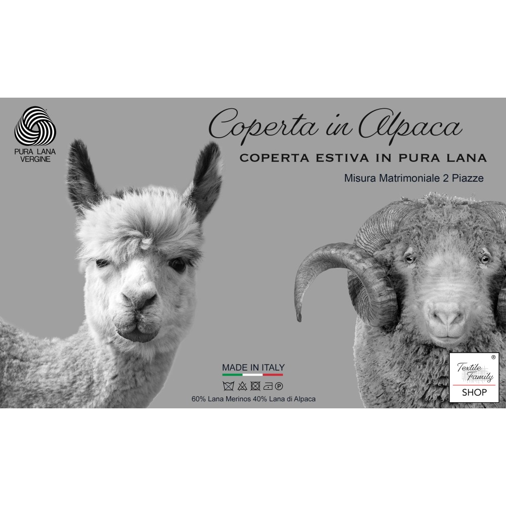 Lightweight summer blanket made of alpaca wool and merino wool made in Italy