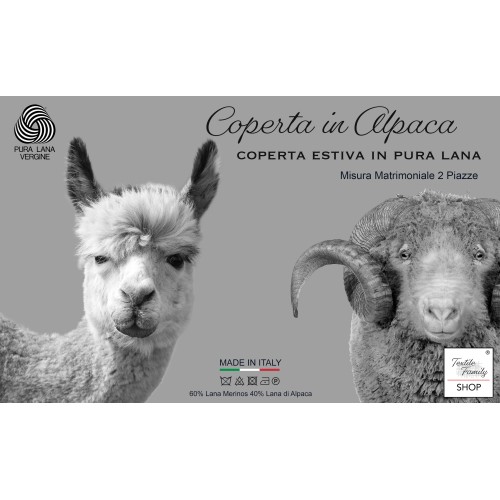 Lightweight summer blanket made of alpaca wool and merino wool made in Italy