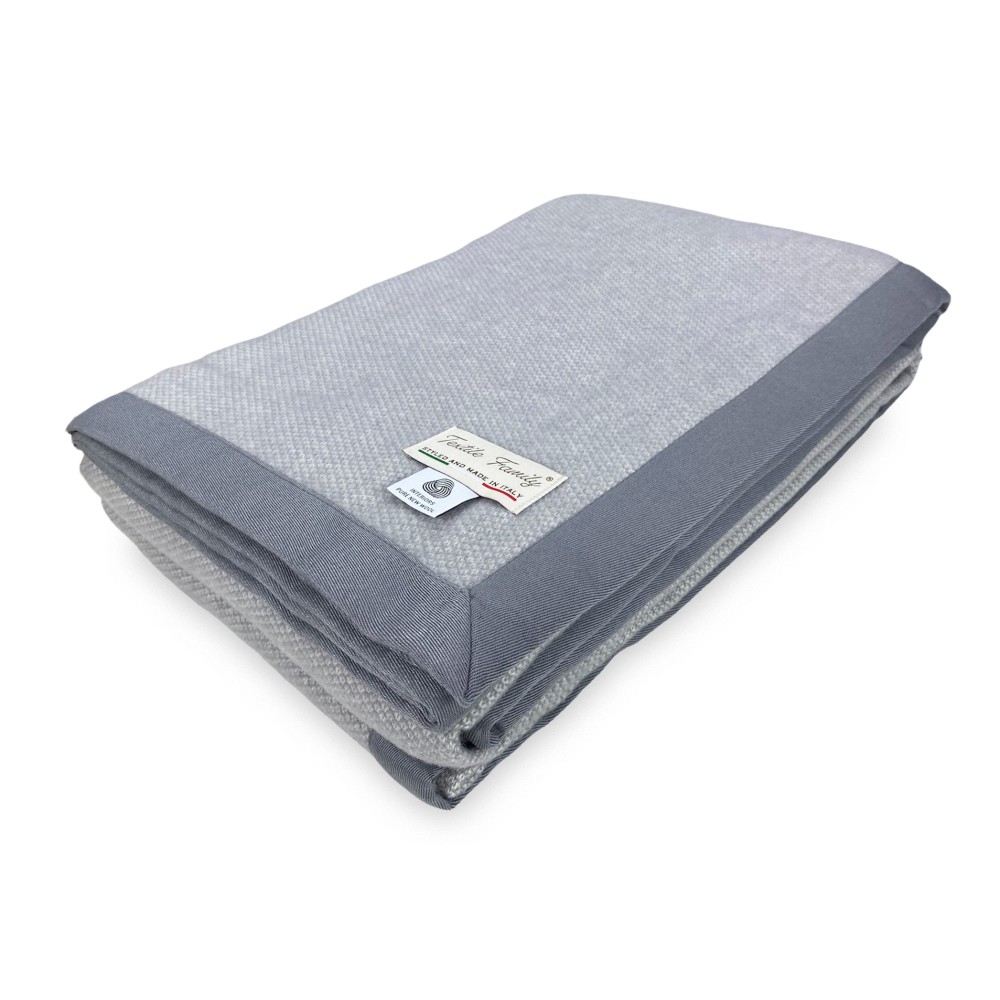 COPERTA leggera PRIMAVERILE NANTES estiva IN LANA MERINO FINE matrimoniale 2 PIAZZE grigio