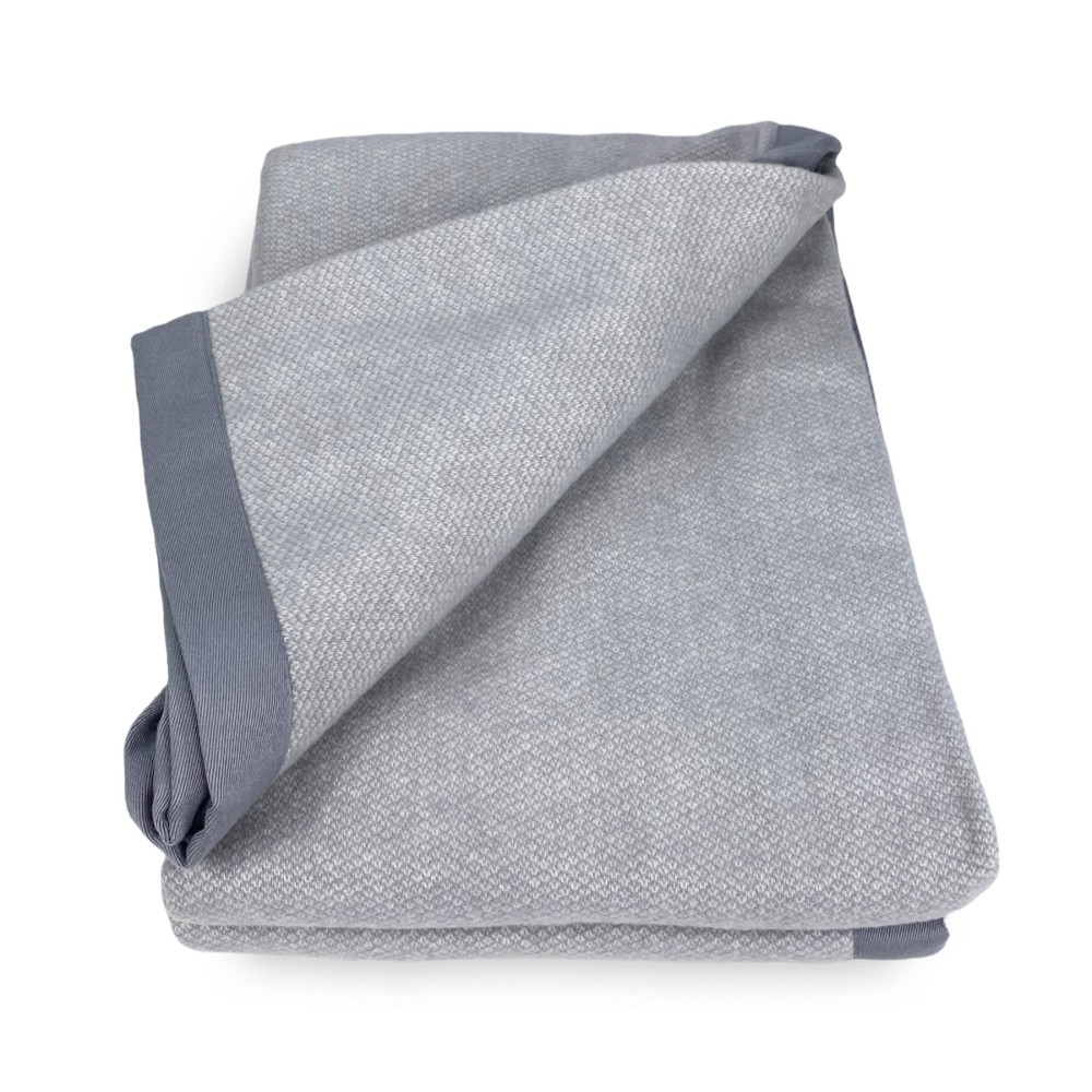 LIGHT SPRING BLANKET NANTES SUMMER IN FINE MERINO WOOL double 2 SQUARES gray