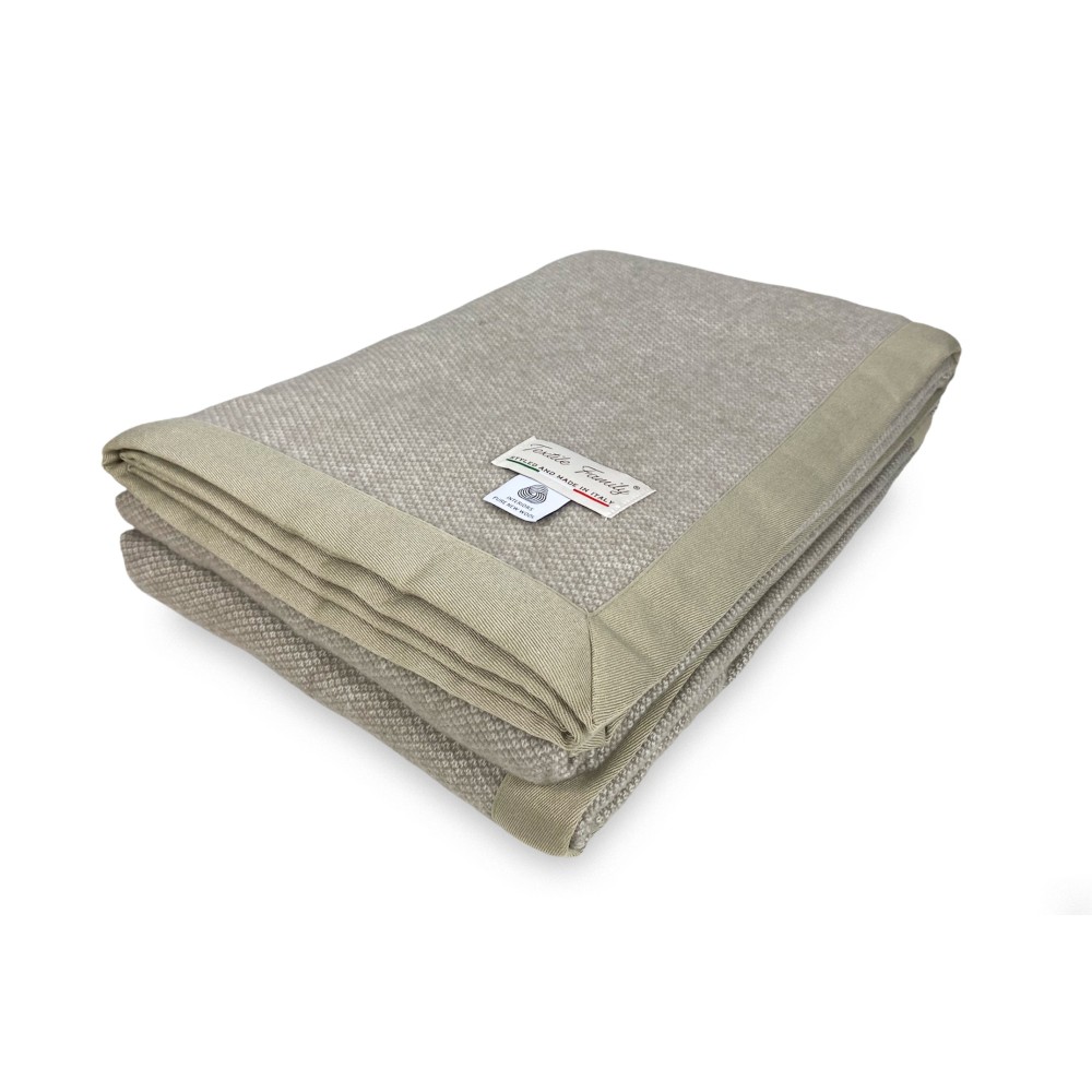 LIGHT SPRING BLANKET NANTES SUMMER IN FINE MERINO WOOL double 2 SQUARES dove grey