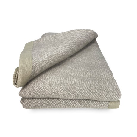 COPERTA leggera PRIMAVERILE NANTES estiva IN LANA MERINO FINE matrimoniale 2 PIAZZE tortora 2