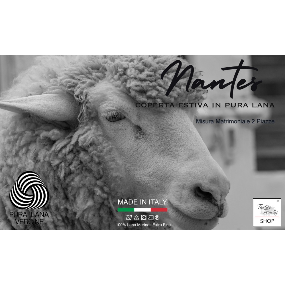 MANTA LIGERA PRIMAVERA NANTES VERANO EN FINA LANA MERINO DOBLE 2 CUADRADOS gris tórtola