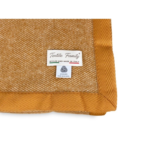LIGHT SPRING BLANKET NANTES SUMMER IN FINE MERINO WOOL double 2 SQUARES beige