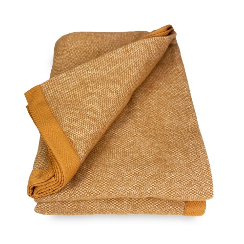COPERTA leggera PRIMAVERILE NANTES estiva IN LANA MERINO FINE matrimoniale 2 PIAZZE beige