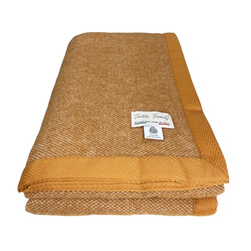 LIGHT SPRING BLANKET NANTES SUMMER IN FINE MERINO WOOL double 2 SQUARES beige