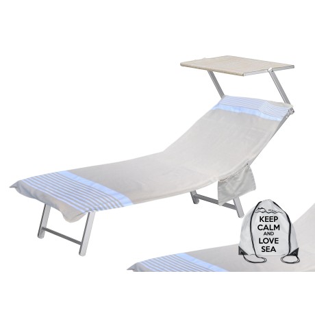Sonnenliege Strandtuch mit Ecken in beigem Sand