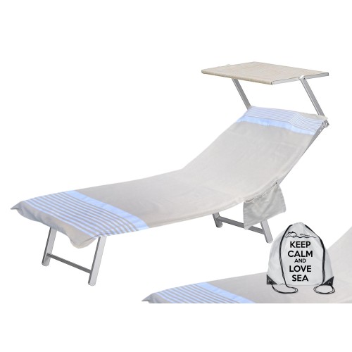 Sonnenliege Strandtuch mit Ecken in beigem Sand