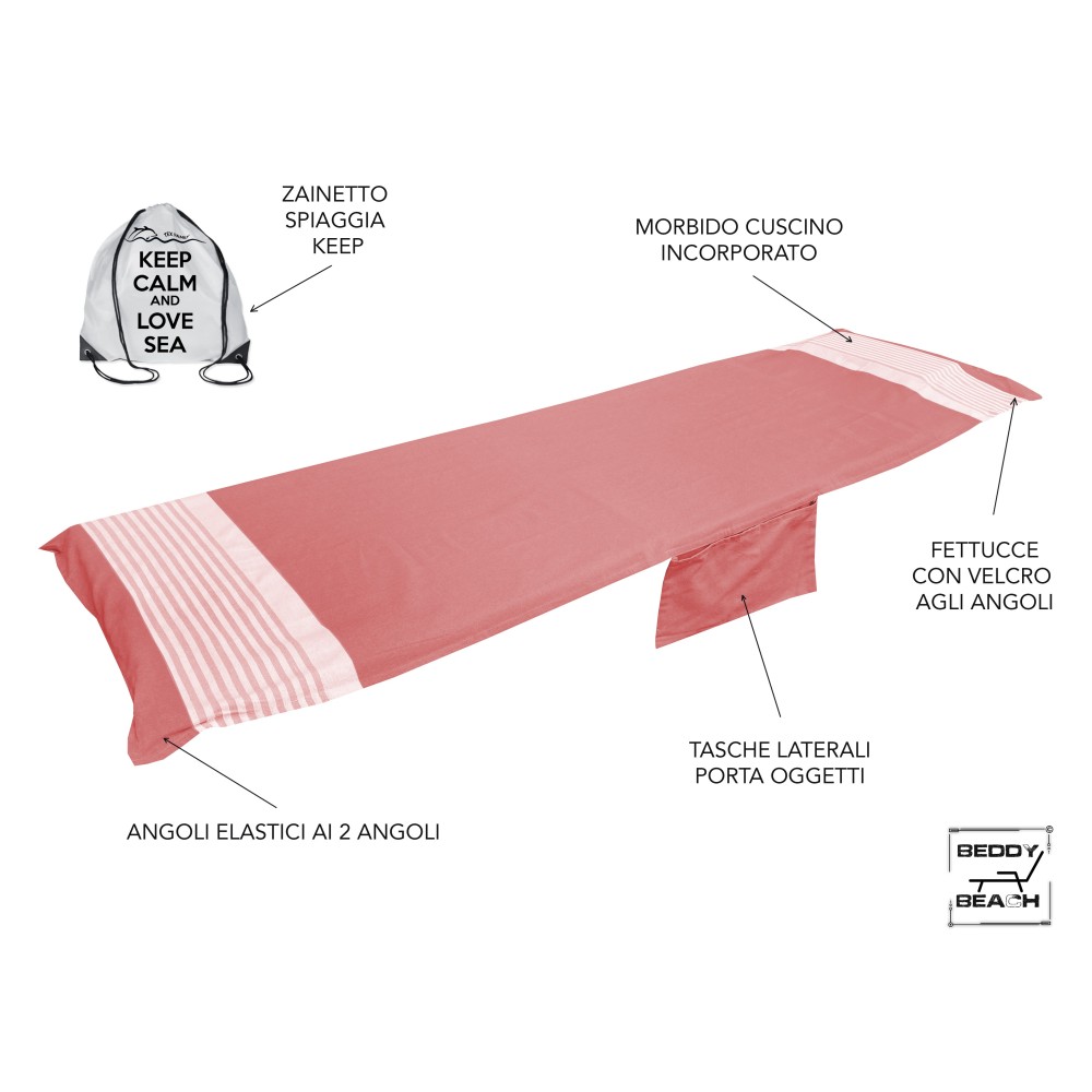 Fouta Strandtuch von der Sonnenliege aus reiner Baumwolle mit elastischen Ecken