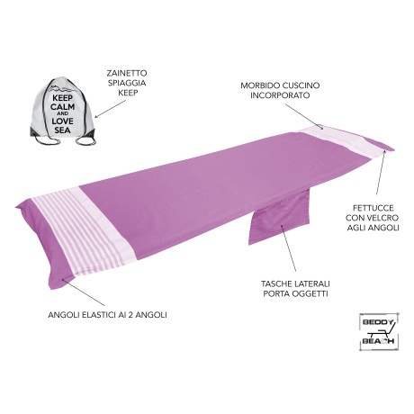 Fuchsia Sonnenliege Strandtuch mit Ecken 2