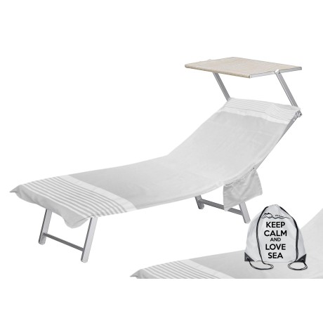 STRIPED GREY COTTON SUN LOUNGER BEACH TOWEL