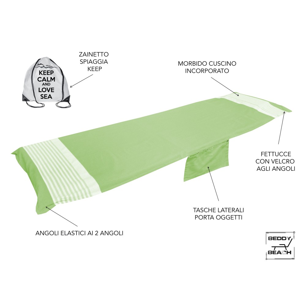 Telo mare fouta da lettino in puro cotone con angoli elastici
