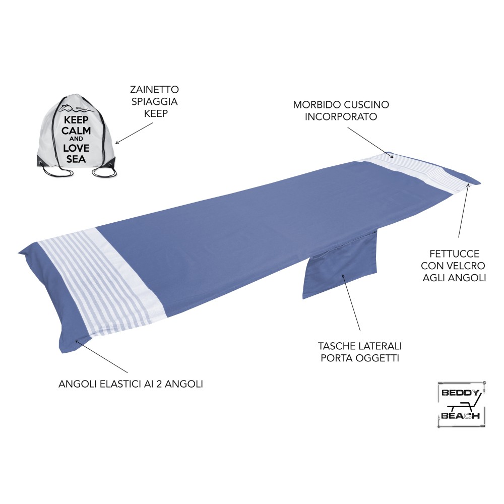 Fouta Strandtuch von der Sonnenliege aus reiner Baumwolle mit elastischen Ecken
