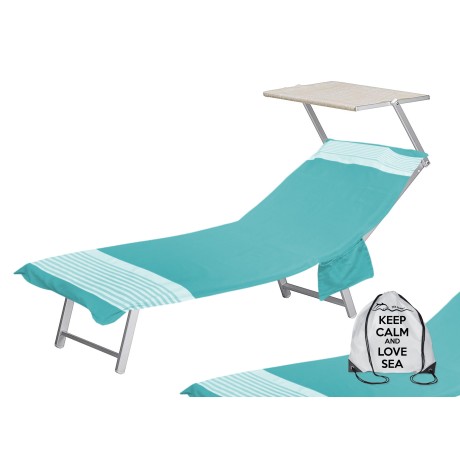 sunbed beach towel on turquoise green in solid color with corners