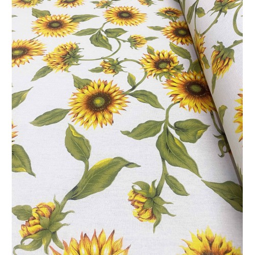 TESSUTO tenda SOLE STAMPATO con GIRASOLI e VERDE UNITO da un Lato da esterno GIARDINO balcone A METRO altezza cm. 300