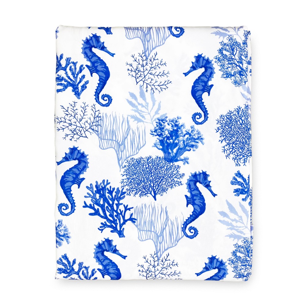 TENDA CORALLI e CAVALLUCCI MARINI BLU cm. 150X280 Confezionata Made in Italy