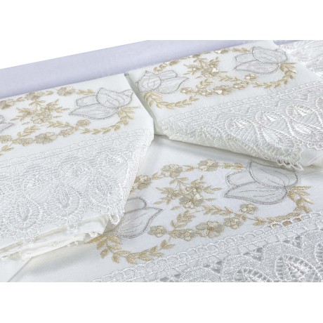draps complets et couvre-lit idée de mariée avec dentelle macramé 2