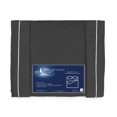 FEUILLE COMPLÈTE en microfibre souple COULEUR UNIE GRIS FONCÉ Double 2 CARRÉS pas de repassage 2