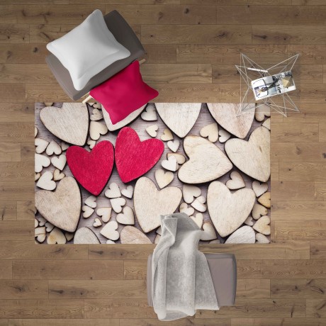 TAPPETO FANTASY HD moderno camera e salotto CUORI MODERNI rosso 2