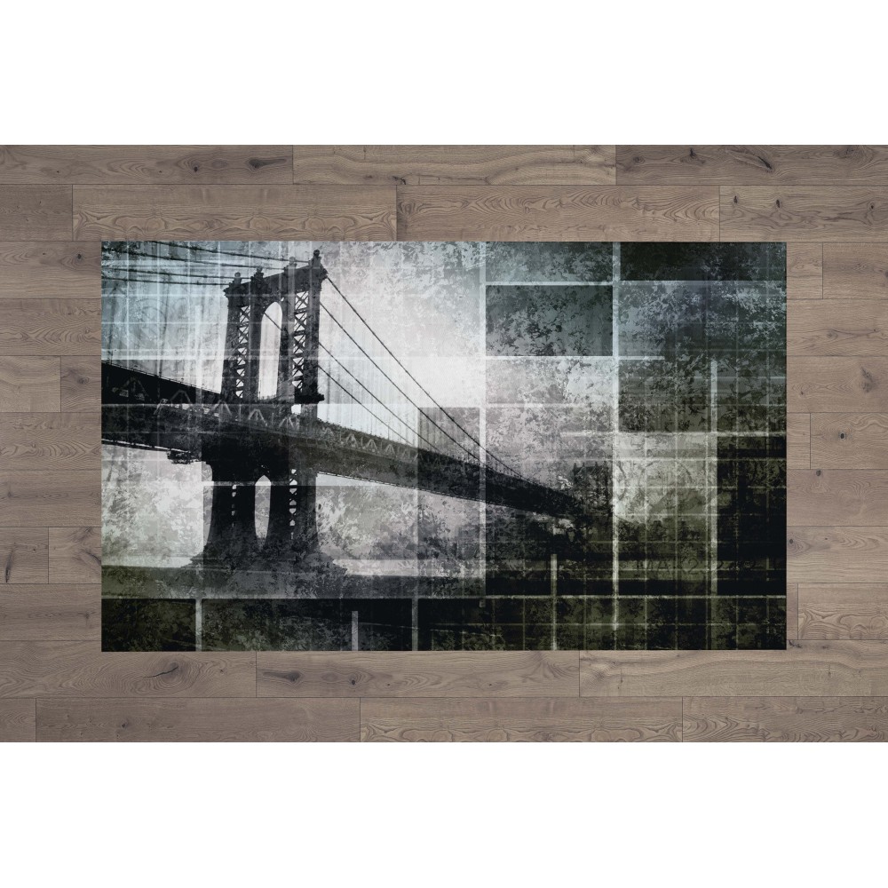 TAPPETO FANTASY HD moderno camera e salotto PONTE di BROOKLYN grigio